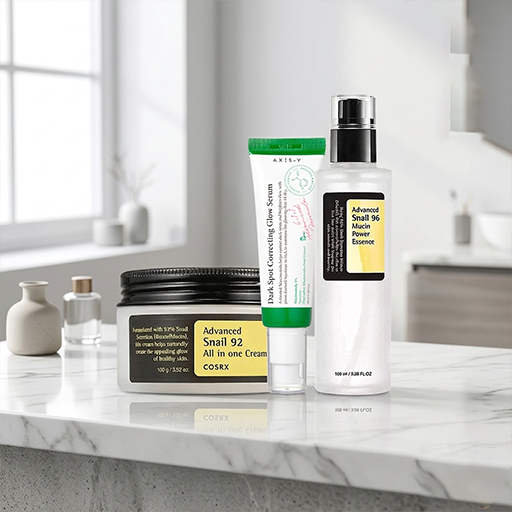 Glass Skin Magical Combo: Cosrx Snail 96 Essence & 92 Cream 100ml, Axis-Y Glow Serum 50ml  .  SKU: CosrxGlassyBig3